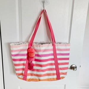 Victoria’s Secret Large Beach Bag Tote w/ Pom Pom
